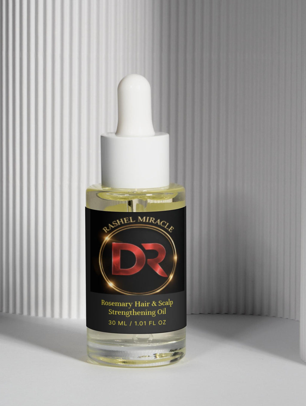 Rashel Miracle Products rosemary hair growth oil with scalp strengthening properties, showing a bottle with rosemary herbs.