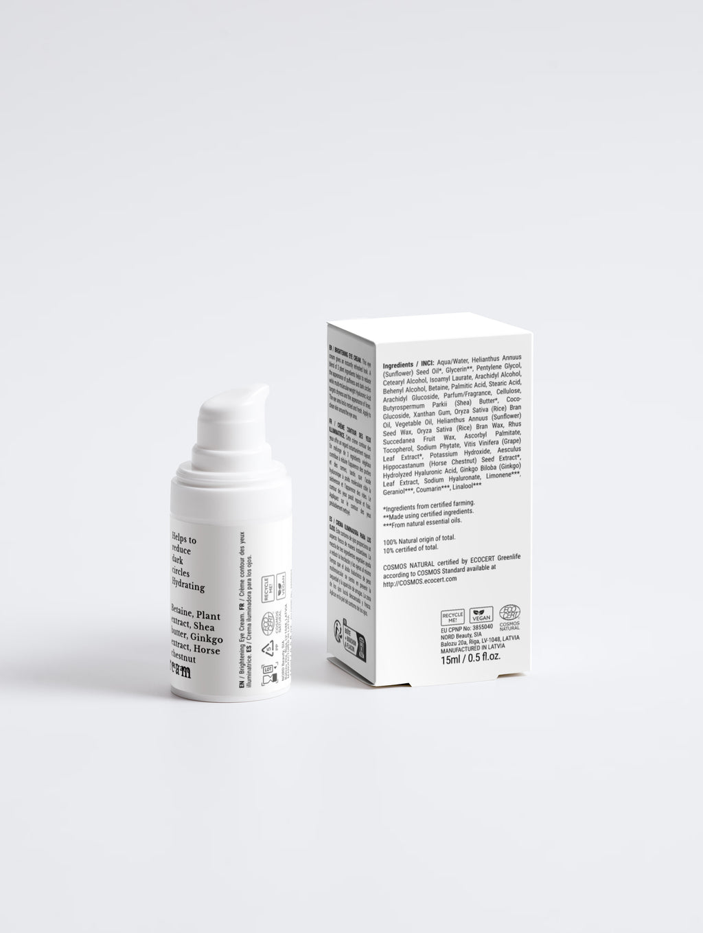 Rashel Miracle Brightening Eye Serum bottle with box, back view