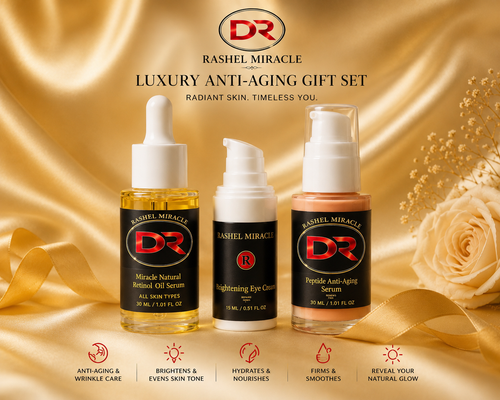 Rashel Miracle Products complete anti-aging skincare bundle with three luxurious skincare products for youthful skin.