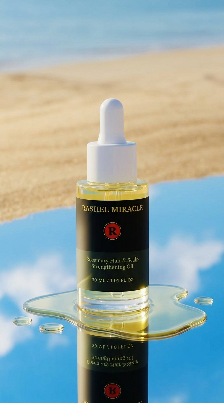 Rashel miracle natural bakuchiol face oil for anti-aging skincare, featuring a dropper bottle with golden oil inside.