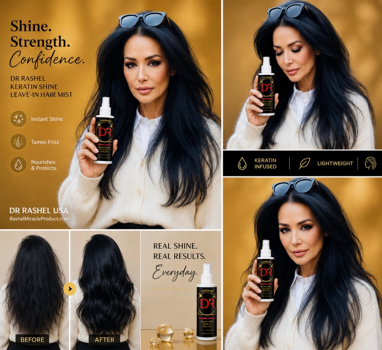 Healthy Hair Revival Duo from Rashel Miracle Products featuring keratin hair treatment and nourishing haircare products.