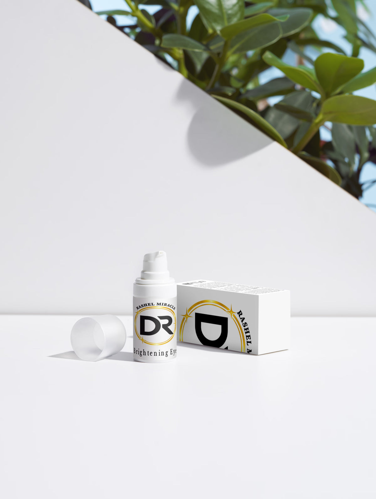 Rashel Miracle Brightening Eye Serum bottle on white studio background