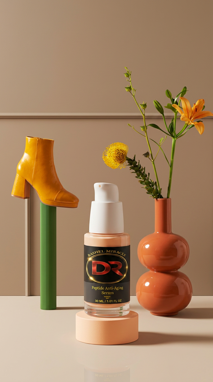Rashel Miracle Peptide Anti-Aging Face Serum with Hyaluronic Acid in a clear pump bottle, showing the serum's smooth texture.