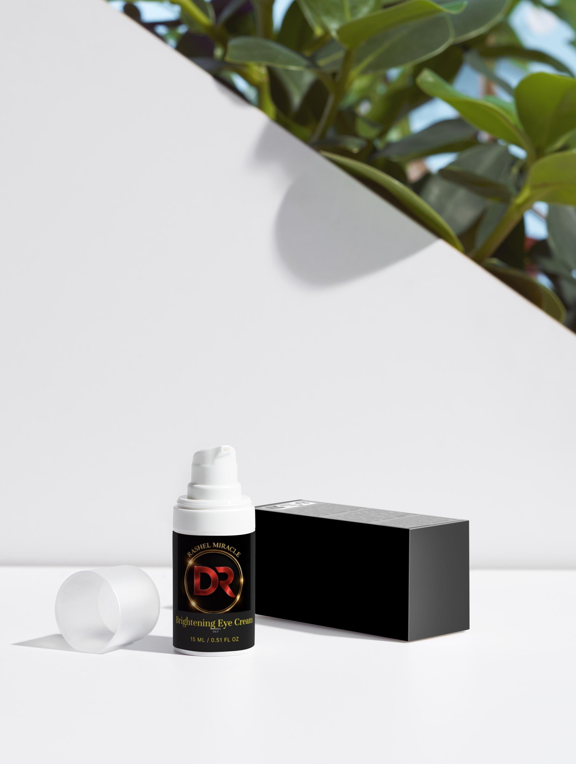 Brightening eye serum by Rashel Miracle Products showing a sleek bottle with dropper, designed to reduce dark circles and puffiness.